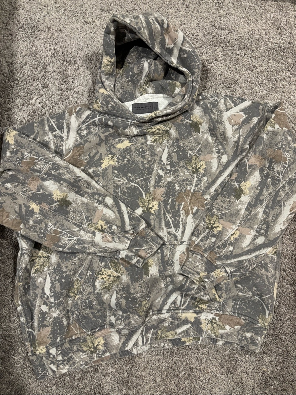 Abercrombie Men's Camouflage Hooded Sweatshirt - Gray Brown Camo
